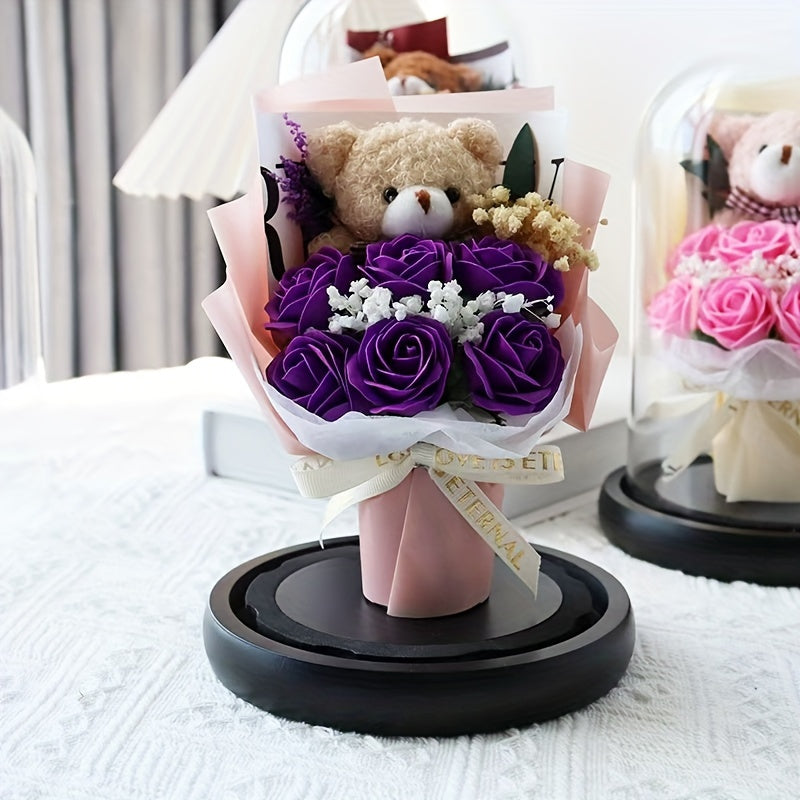 Elegant Glass Dome with Lifelike Roses – Perfect Gift for Any Occasion