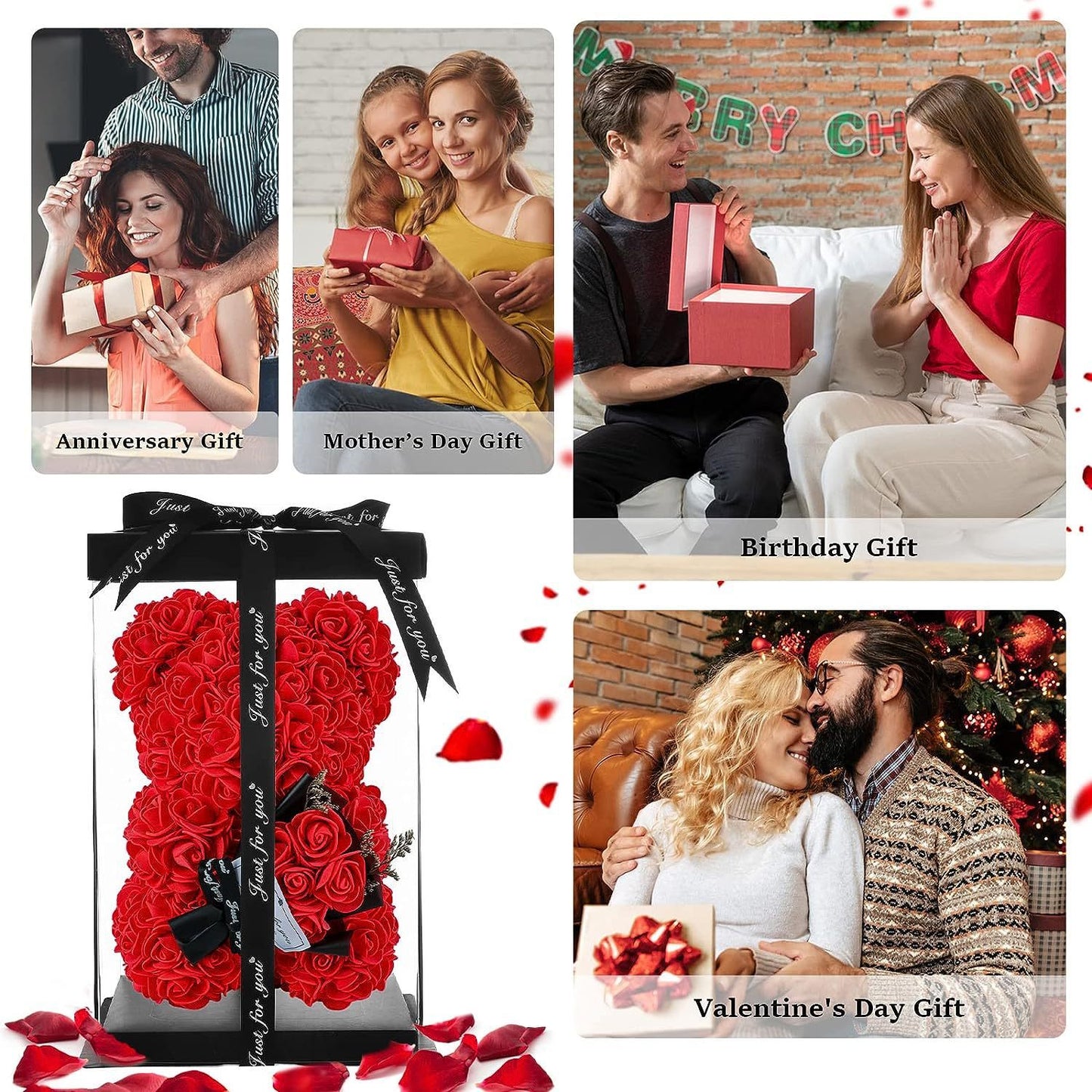 Rose Bear Gift Set with Necklace & Card – Perfect for Any Occasion