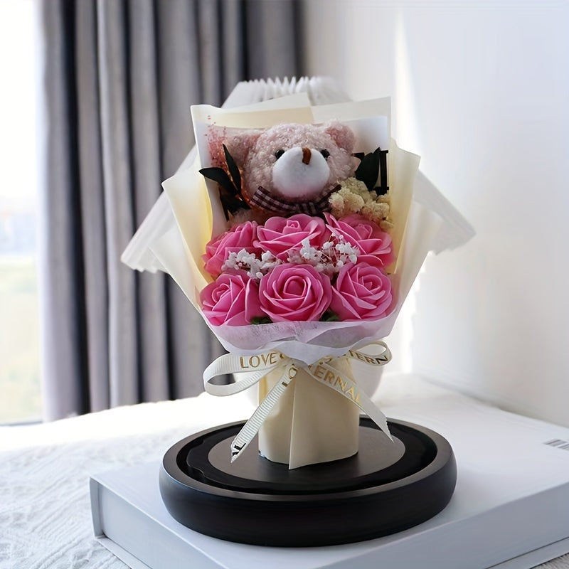 Elegant Glass Dome with Lifelike Roses – Perfect Gift for Any Occasion