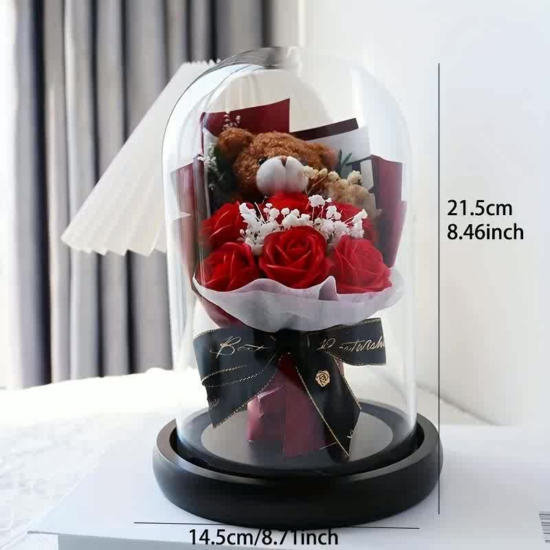 Elegant Glass Dome with Lifelike Roses – Perfect Gift for Any Occasion