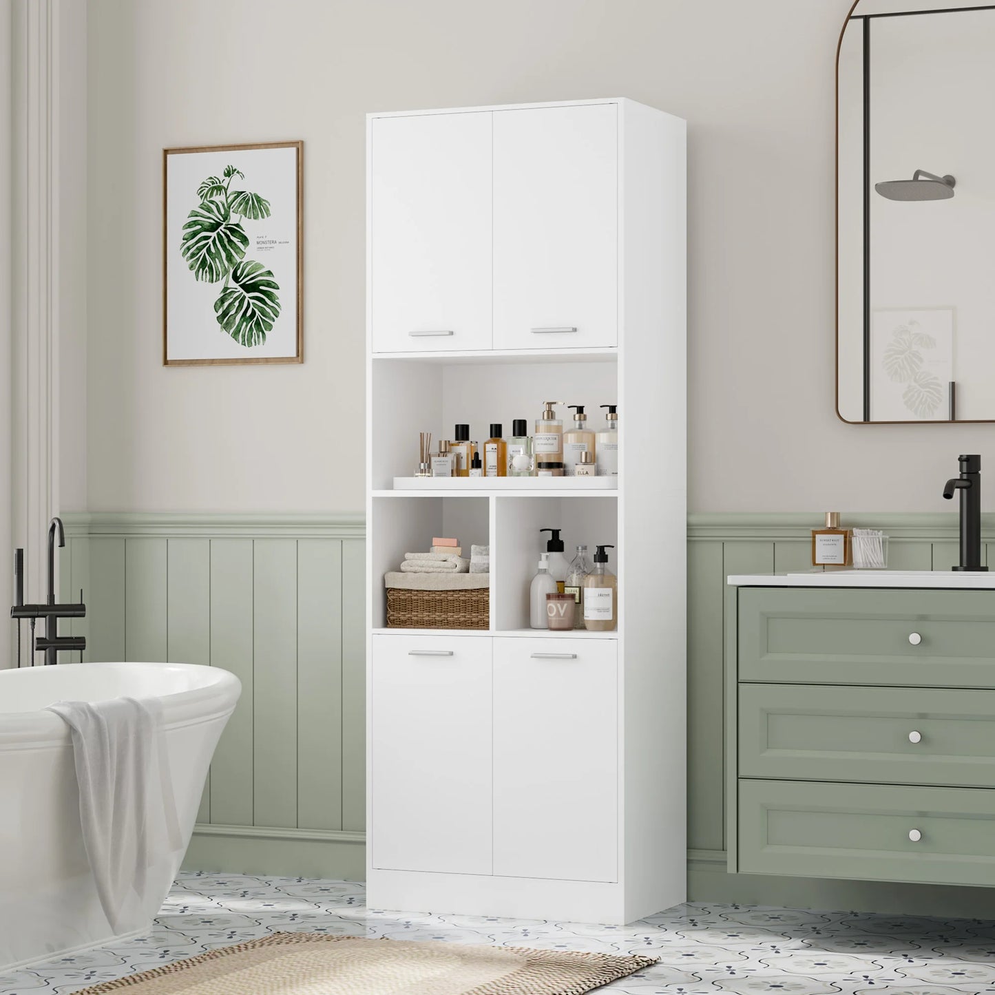 Getone 180.5cm Tall Storage Cabinet with Doors & Open Shelves