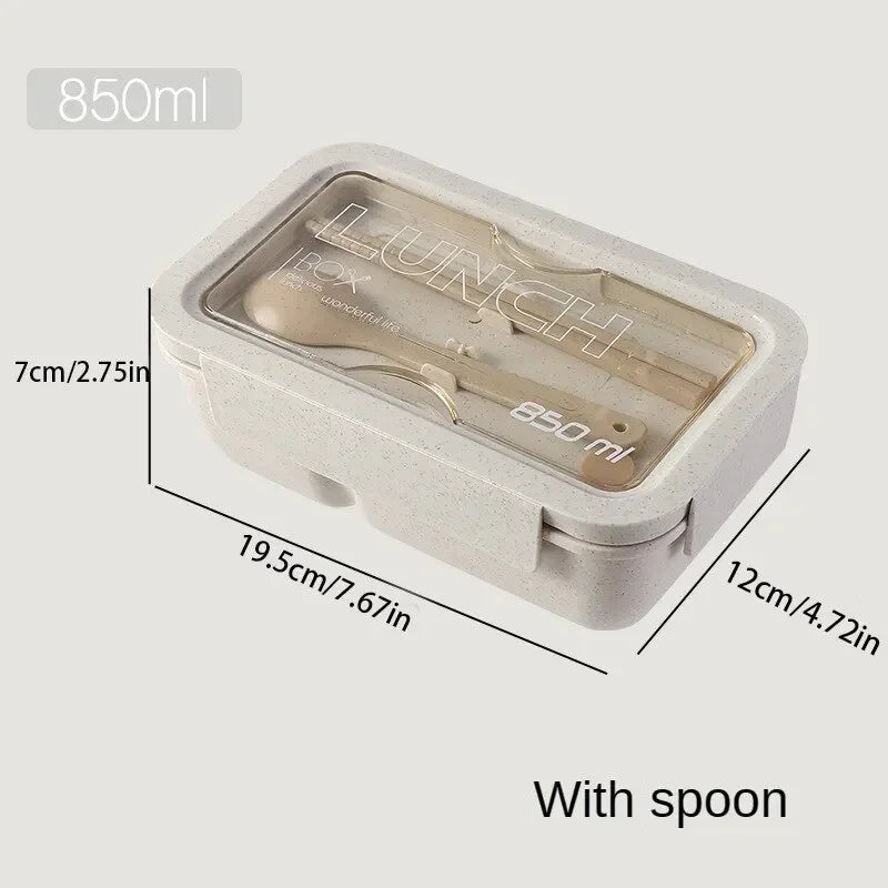 1pc wheat straw bento box, microwave-safe lunch box with partitions.