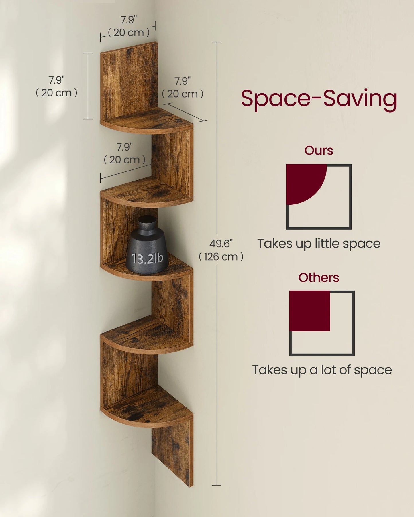 Zigzag 5-Level Corner Shelf for Bedroom & Living Room