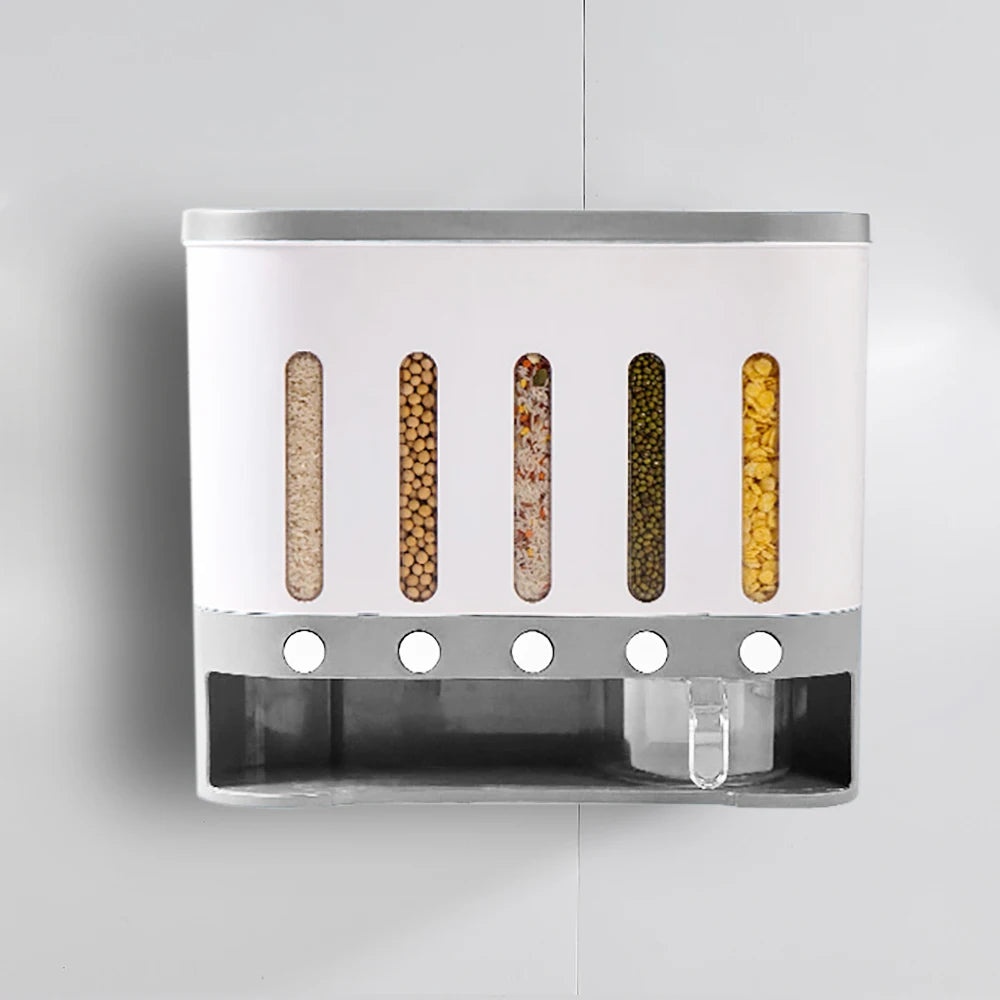 Wall-Mounted 5-Grid Cereal Dispenser