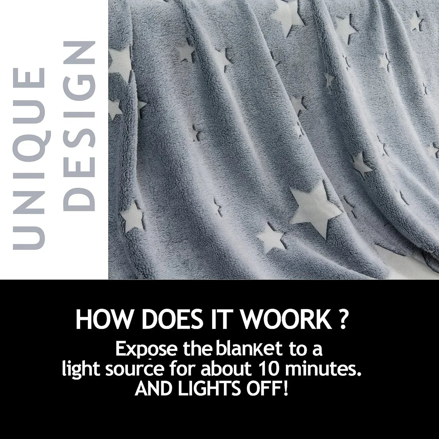 Luminous Glow-in-the-Dark Moon Blanket for Kids – Cozy and Soft