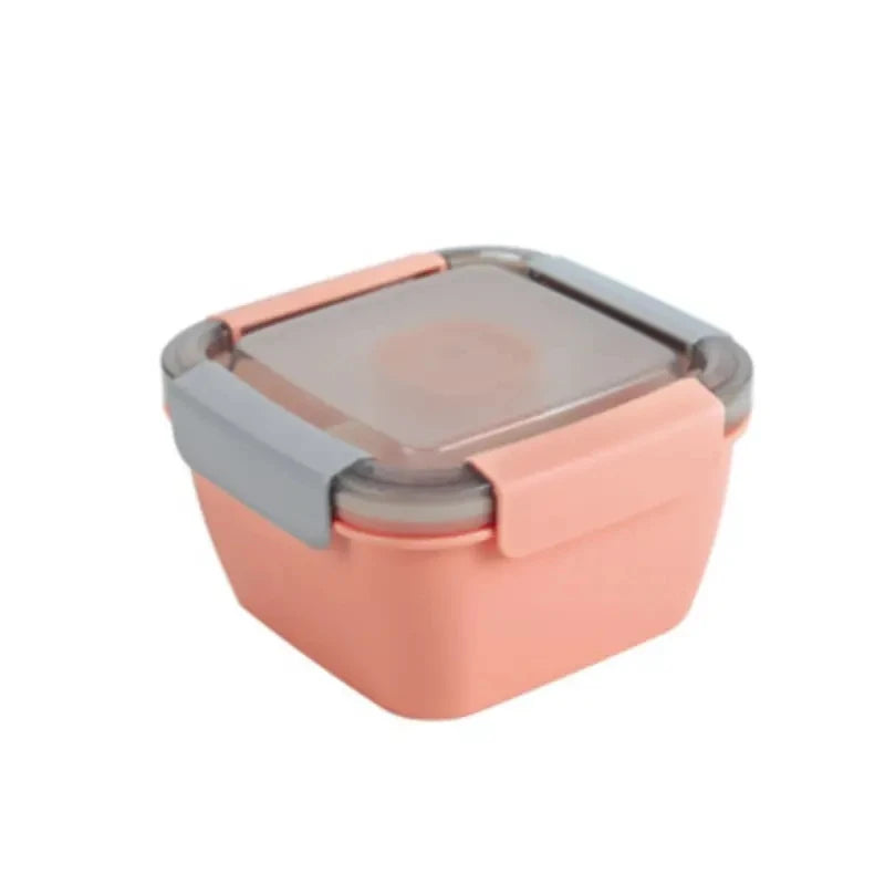 Salad lunch box, 37-oz bowl, 3 compartments, 2-oz sauce container for toppings or snacks.