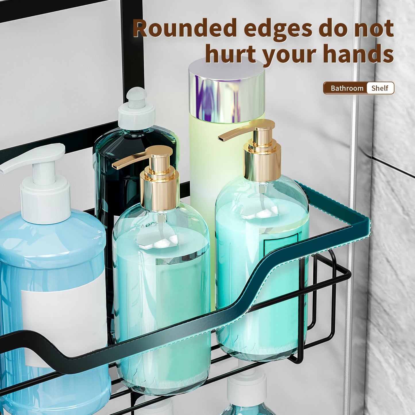 1pc black over-door storage rack, punch-free.