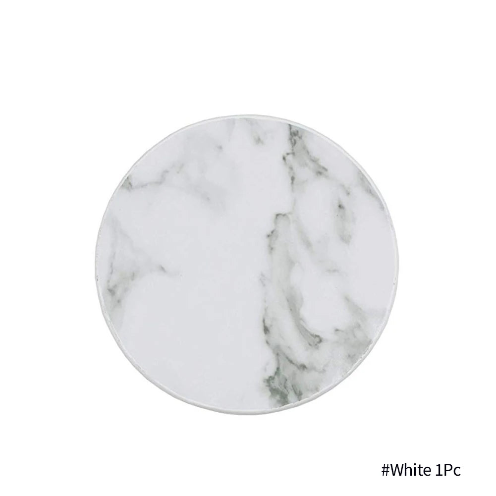 Marble-Style Heat-Resistant Leather Coasters – Set of 1/6