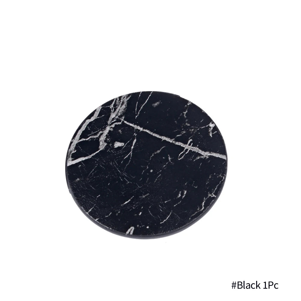 Marble-Style Heat-Resistant Leather Coasters – Set of 1/6