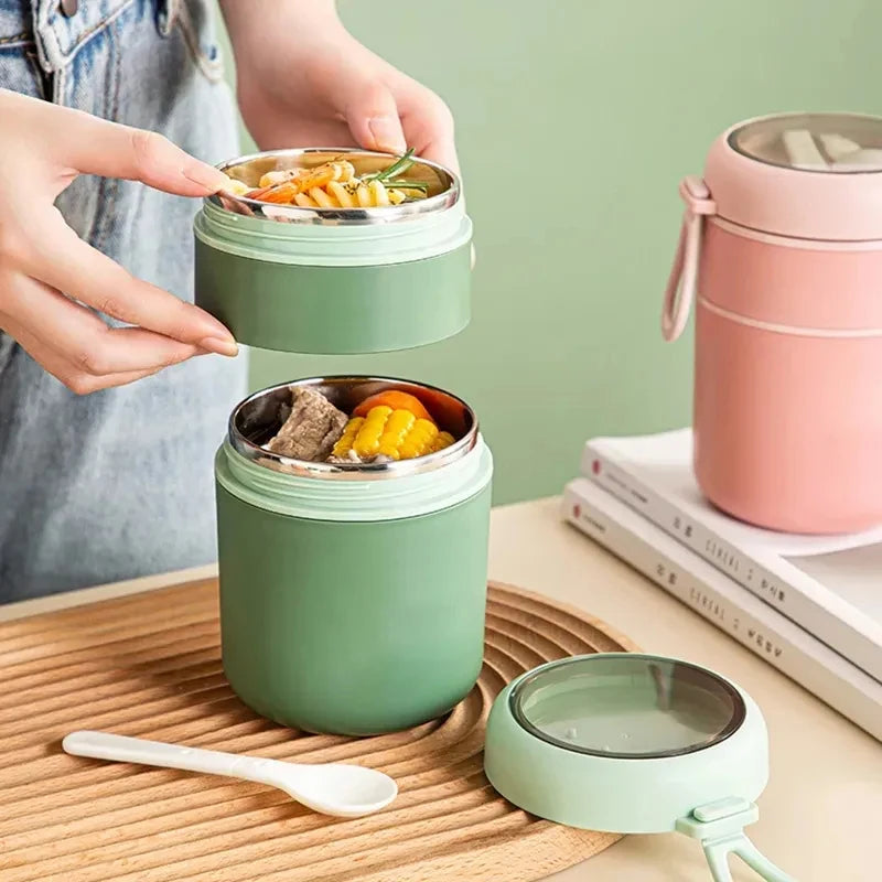 530ml/710ml insulated food jar, stainless steel thermos lunch box, keeps soup hot for school children.