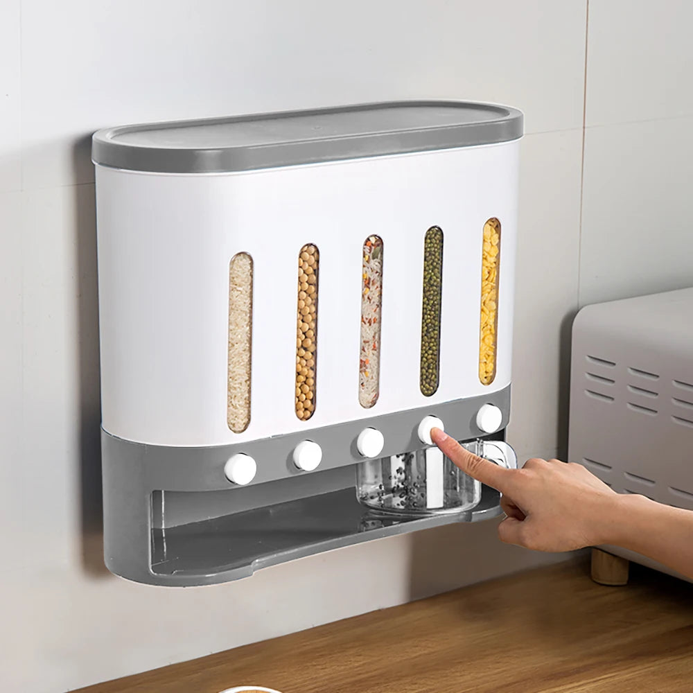 Wall-Mounted 5-Grid Cereal Dispenser