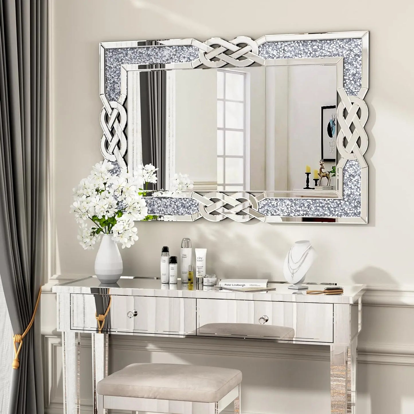 Large Crystal Diamond Wall Mirror