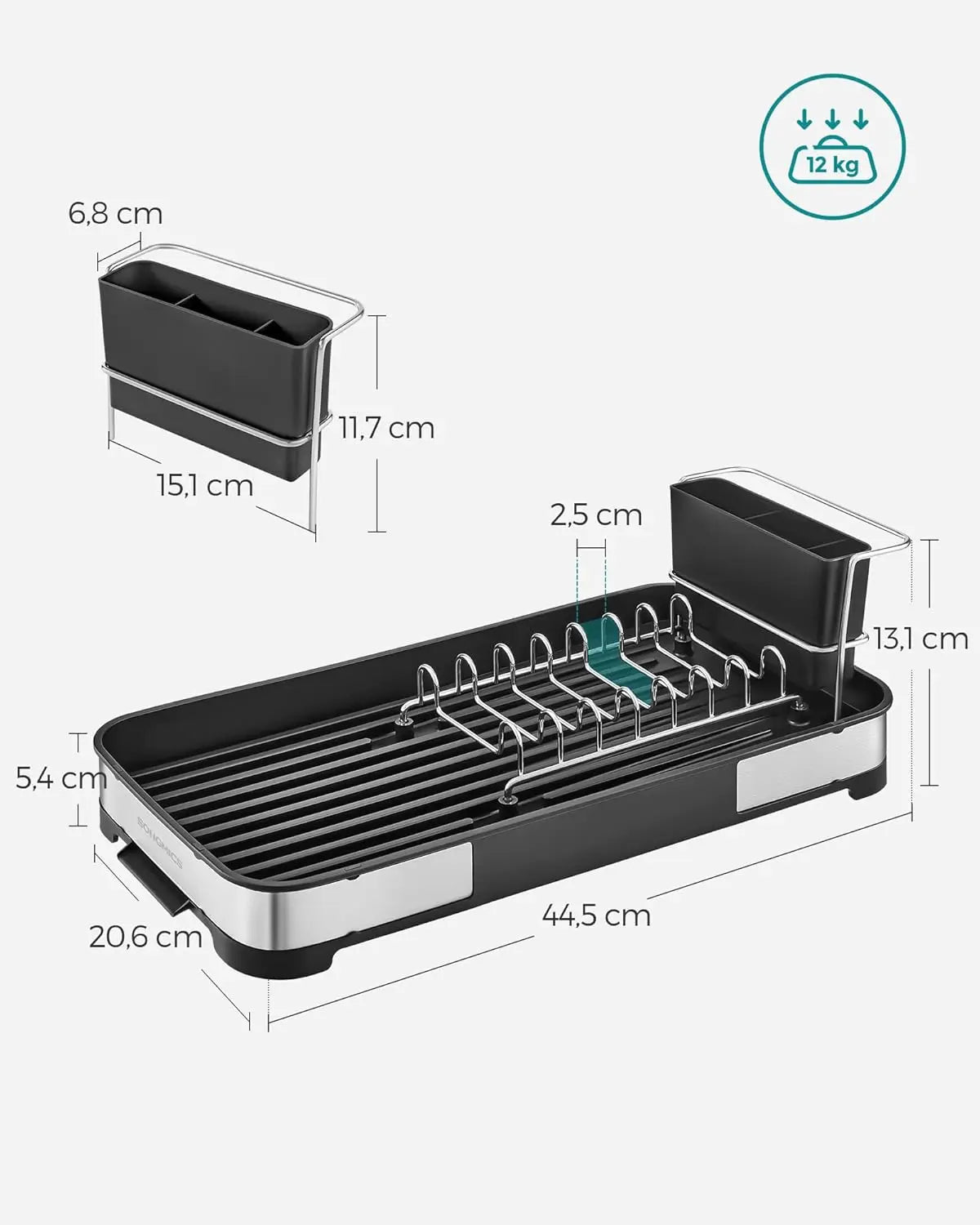 Stainless Drying Rack with Cutlery & Cup Holder