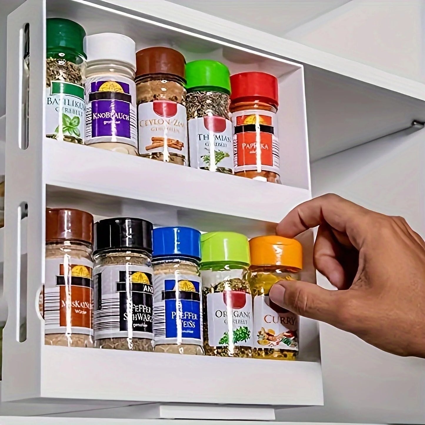 2-Tier Spice Storage Rack - 90° Swivel Organizer