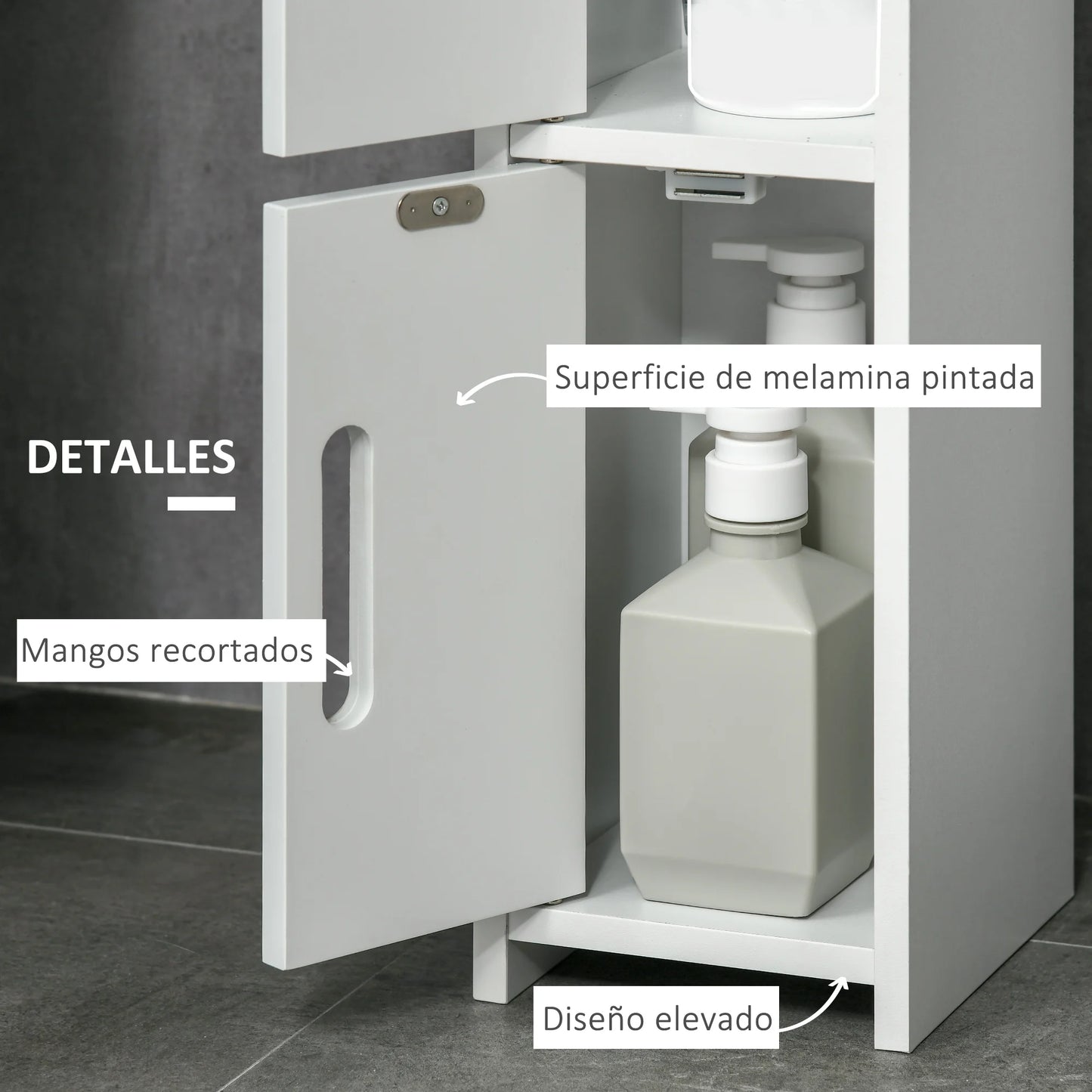 Tall Bathroom Cabinet – 3 Doors & 3 Shelves, 15x17x120 cm, White