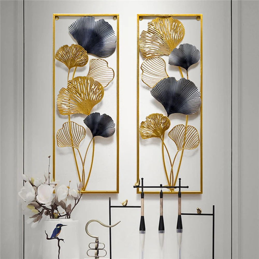 3D Ginkgo Leaves Metal Wall Art
