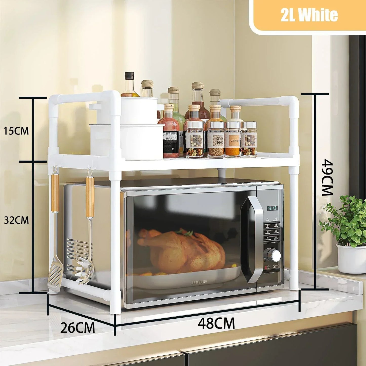 Modern Microwave Rack – 2-Tier Kitchen Storage Shelf