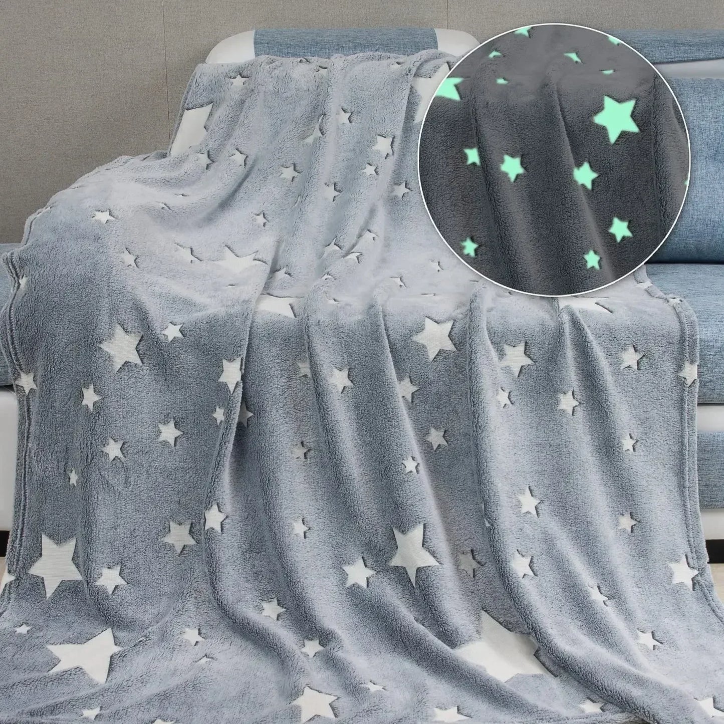 Luminous Glow-in-the-Dark Moon Blanket for Kids – Cozy and Soft