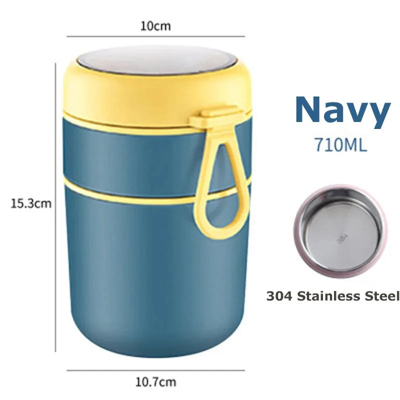 530ml/710ml insulated food jar, stainless steel thermos lunch box, keeps soup hot for school children.