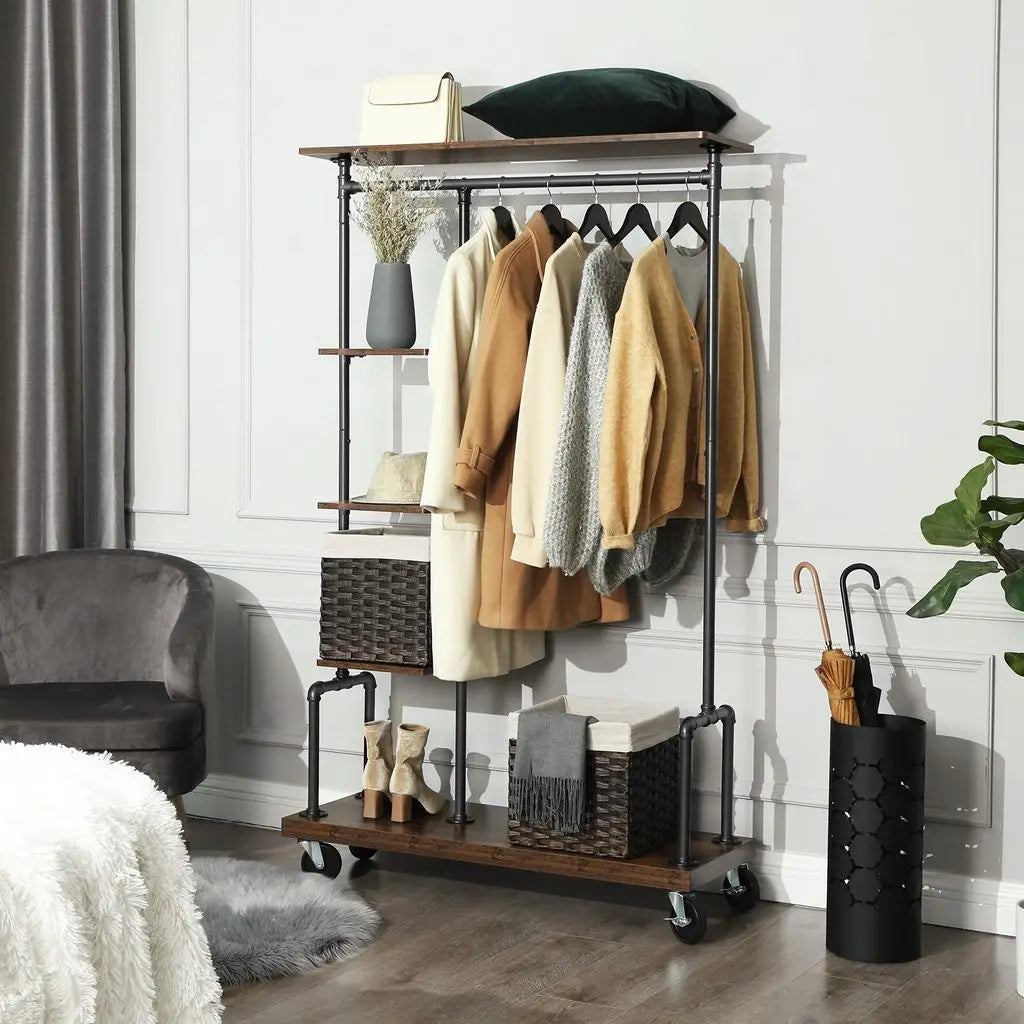 Dress Stand with Coat Rack and 5 Shelves