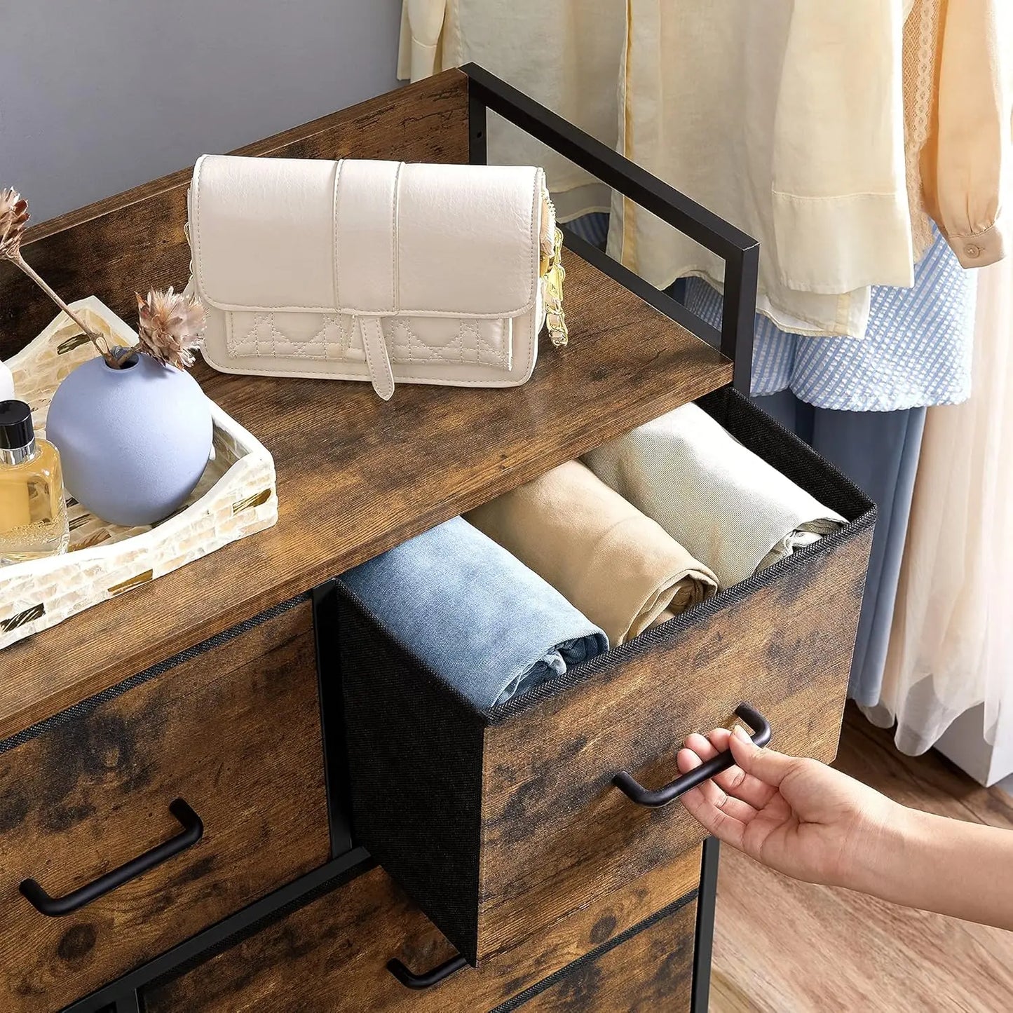 7-Drawer Industrial Metal Frame Dresser