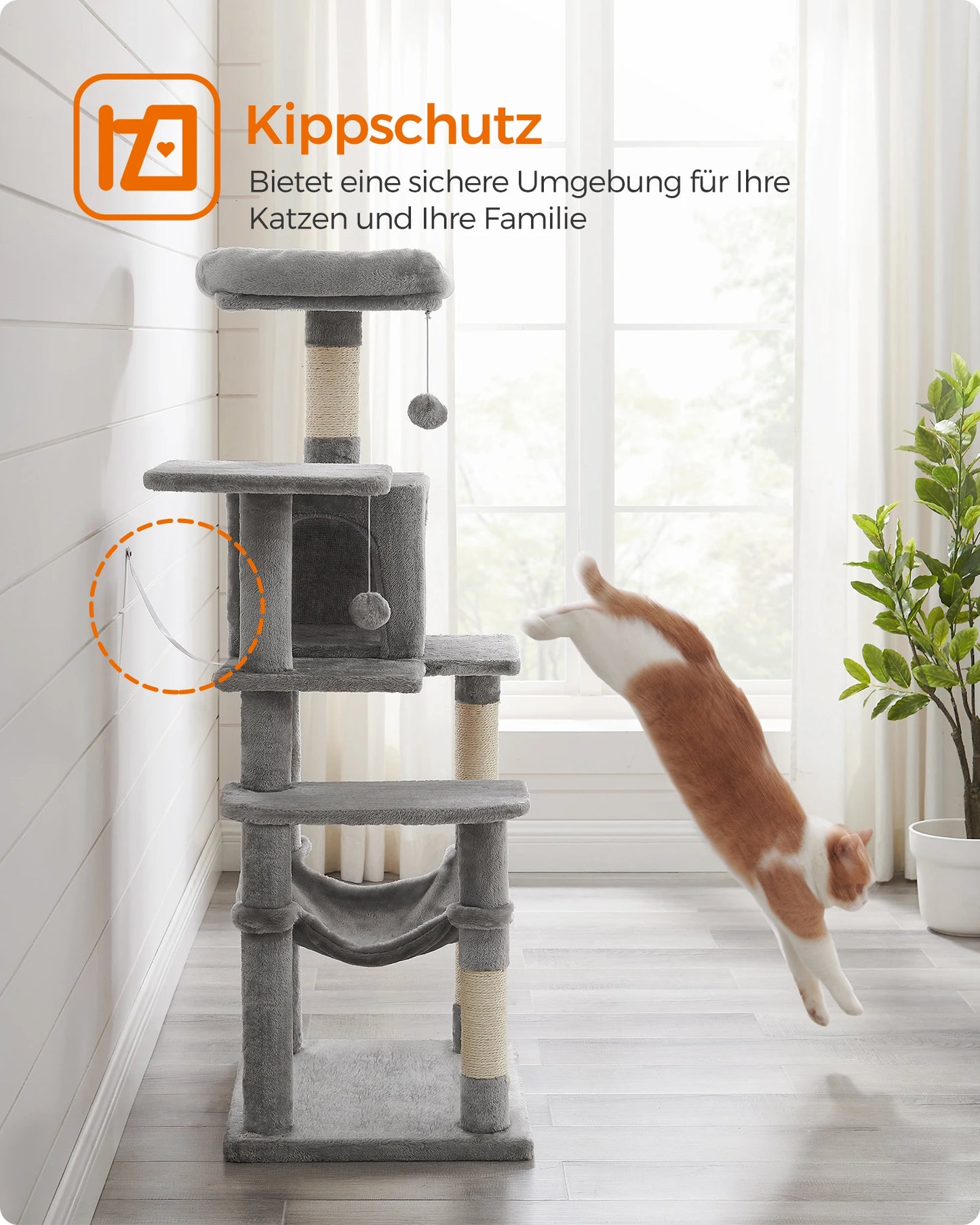 Stable Cat Tree with Hammock & Cave (143 cm)