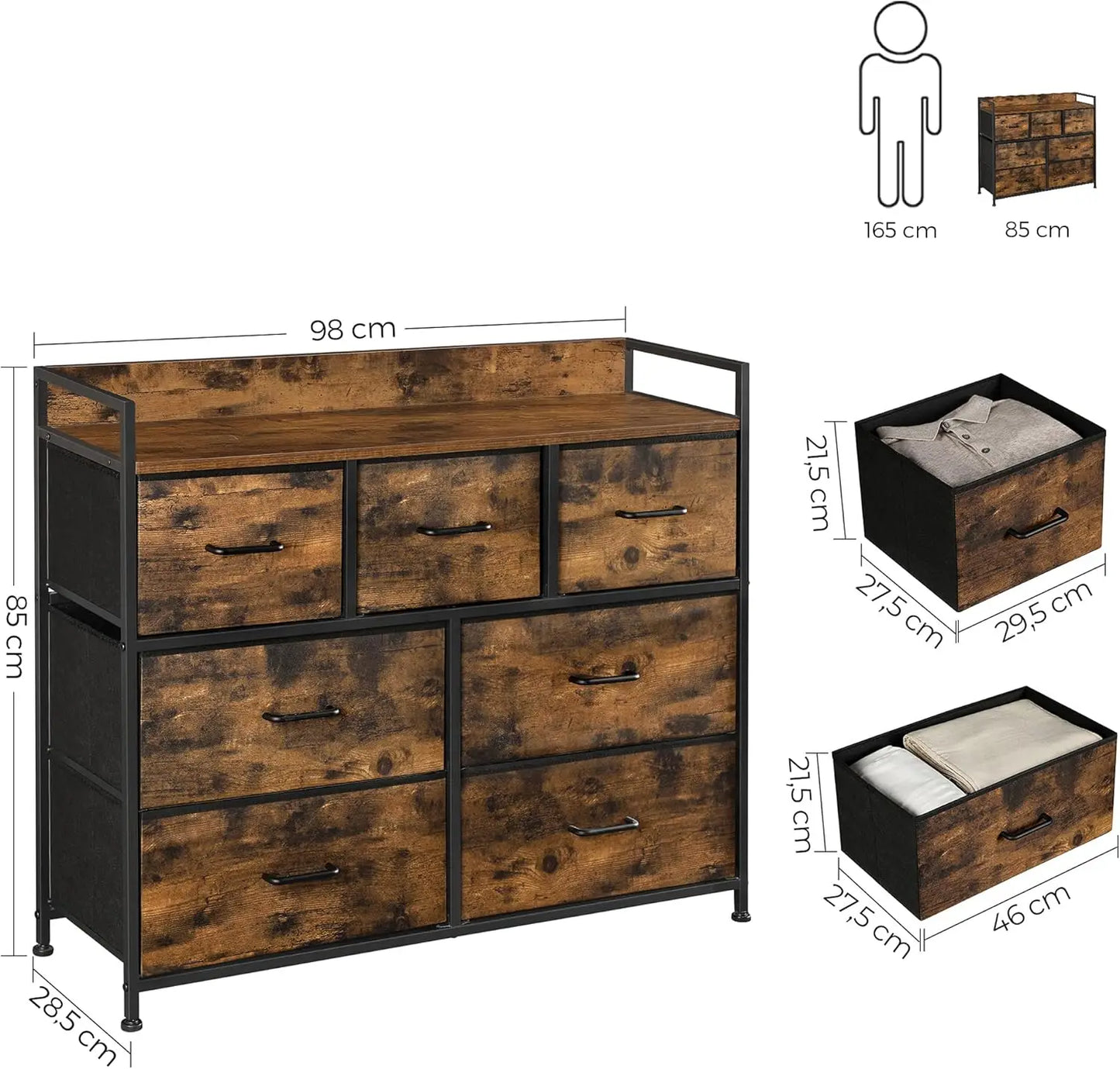 7-Drawer Industrial Metal Frame Dresser