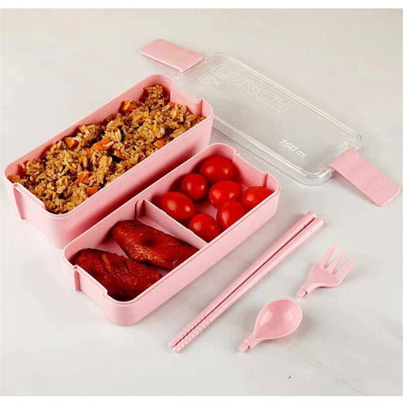 Leakproof kids bento box, cute design, microwave and dishwasher safe with chopsticks.