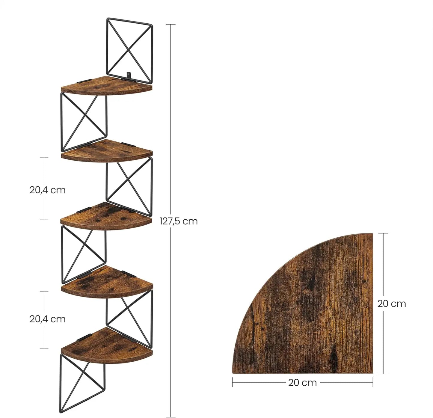 Zigzag 5-Level Corner Shelf for Bedroom & Living Room