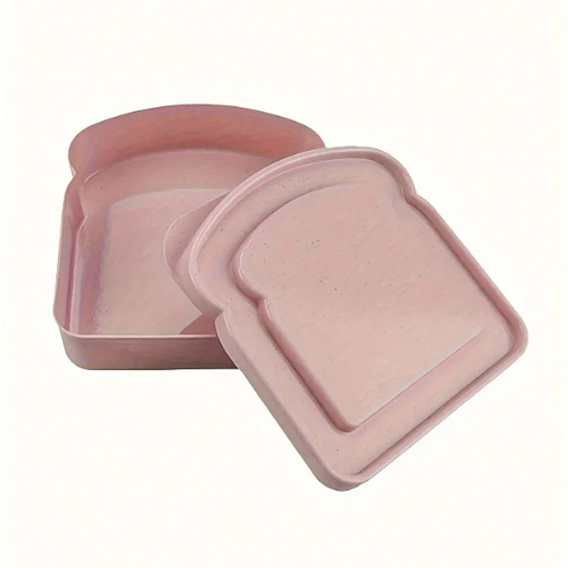 1/4 sandwich container, toast-shaped plastic lunch box, reusable for work or student meals.