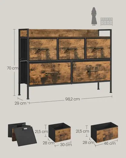 5-Drawer Fabric Dresser for Bedroom Storage