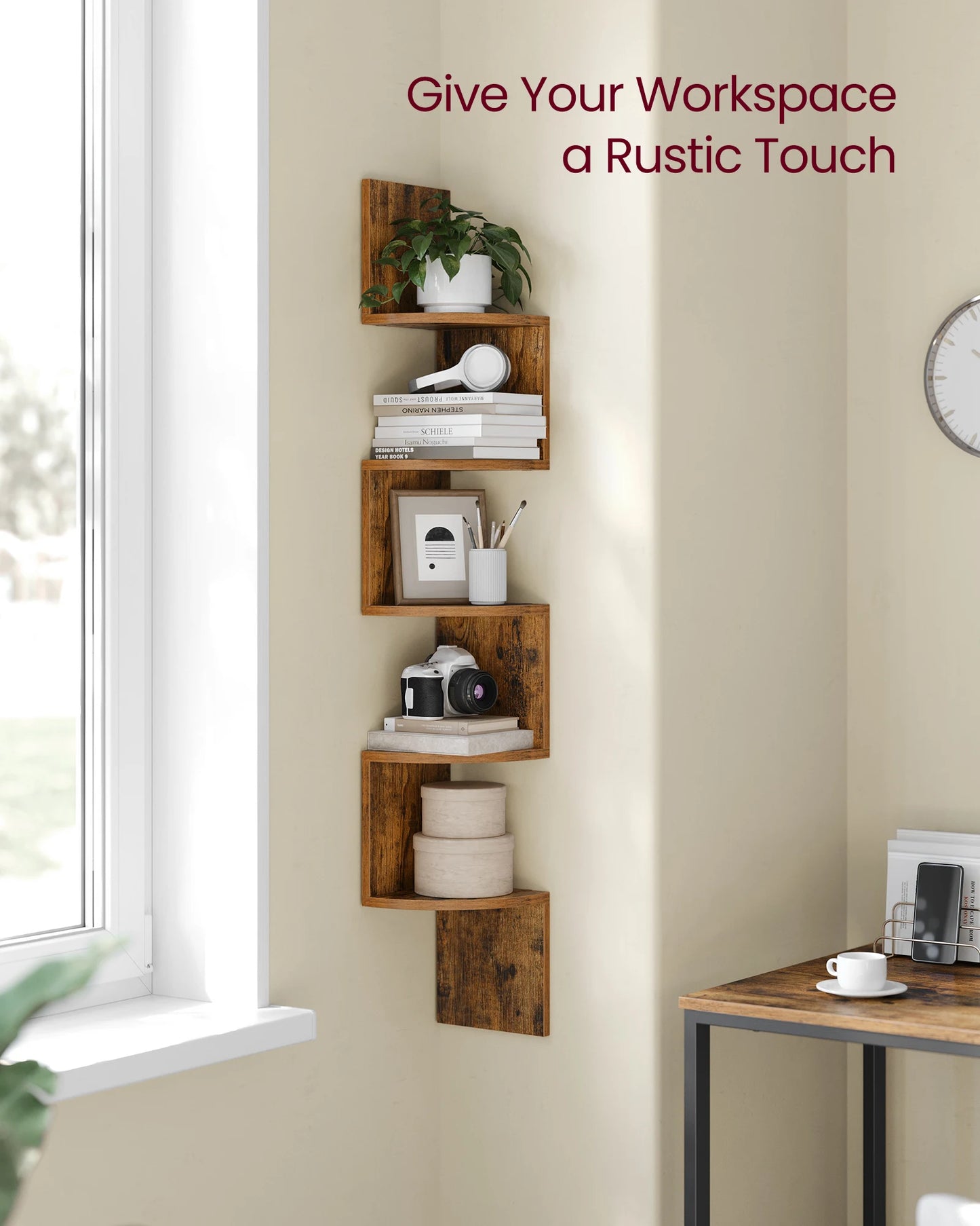 Zigzag 5-Level Corner Shelf for Bedroom & Living Room