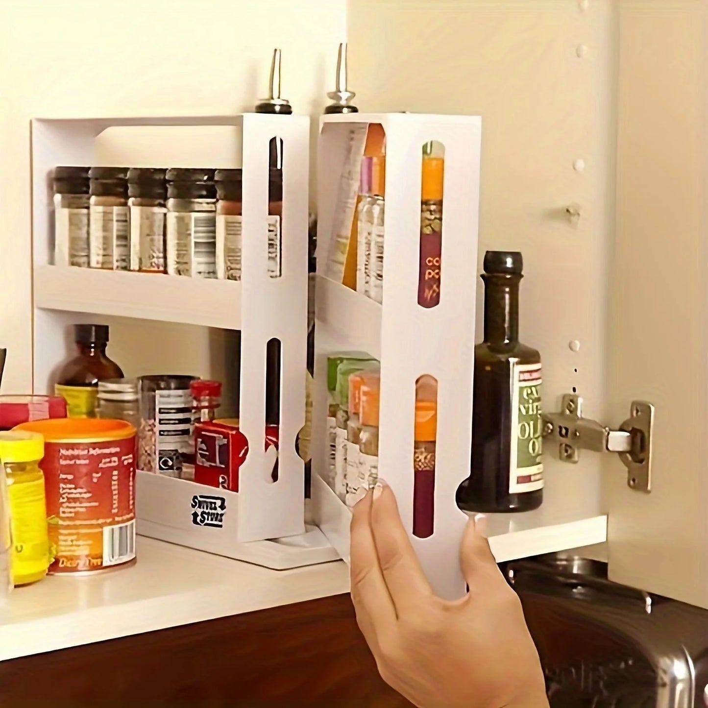 2-Tier Spice Storage Rack - 90° Swivel Organizer