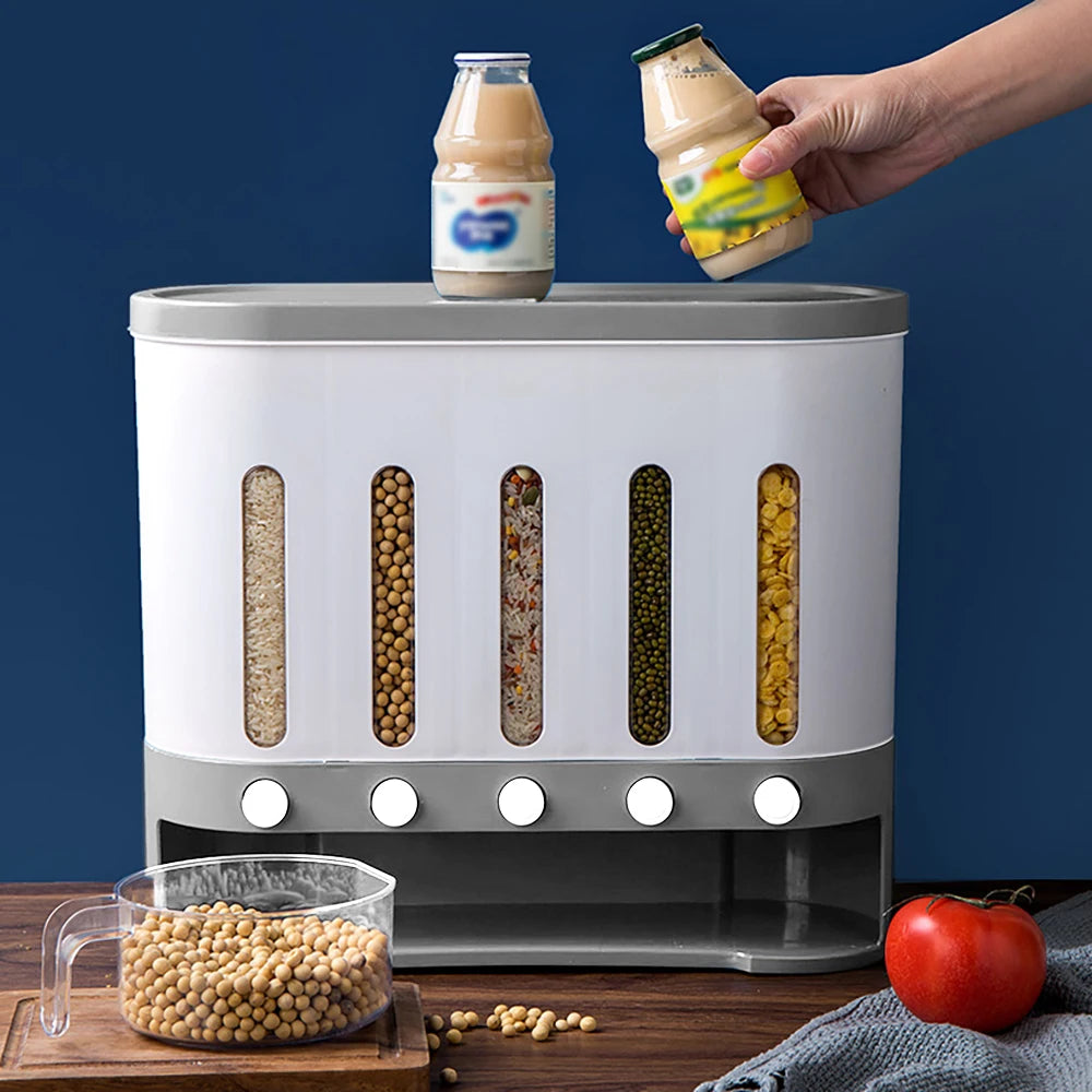 Wall-Mounted 5-Grid Cereal Dispenser