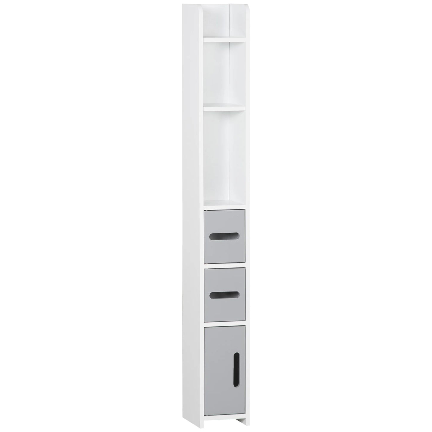 High bathroom cabinet with 3 doors and 3 shelves 15x17x120 cm Gray