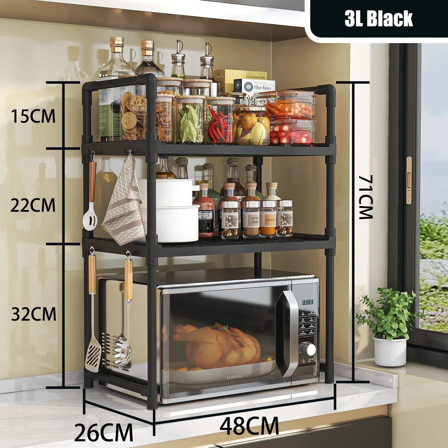 Modern Microwave Rack – 2-Tier Kitchen Storage Shelf