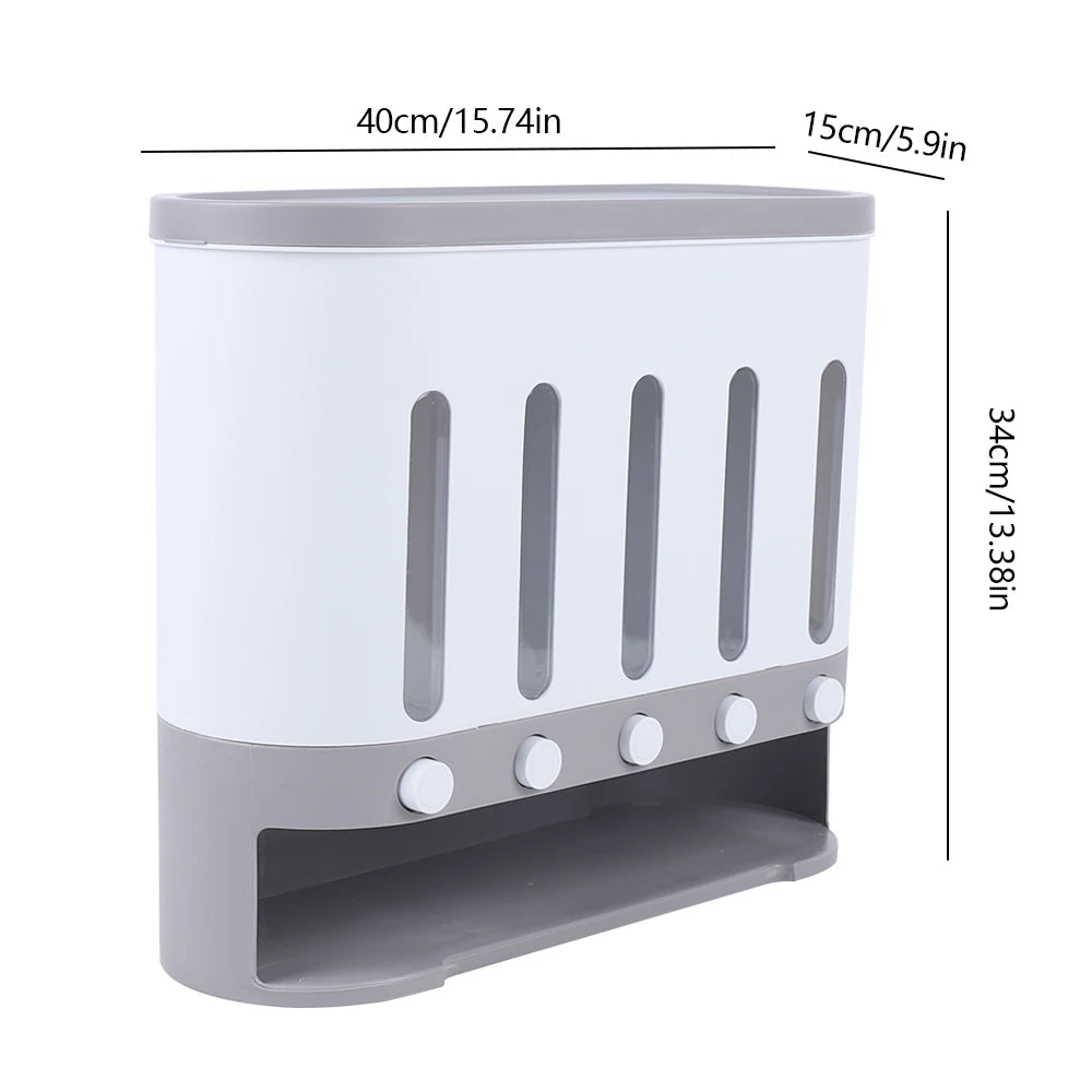 Wall-Mounted 5-Grid Cereal Dispenser