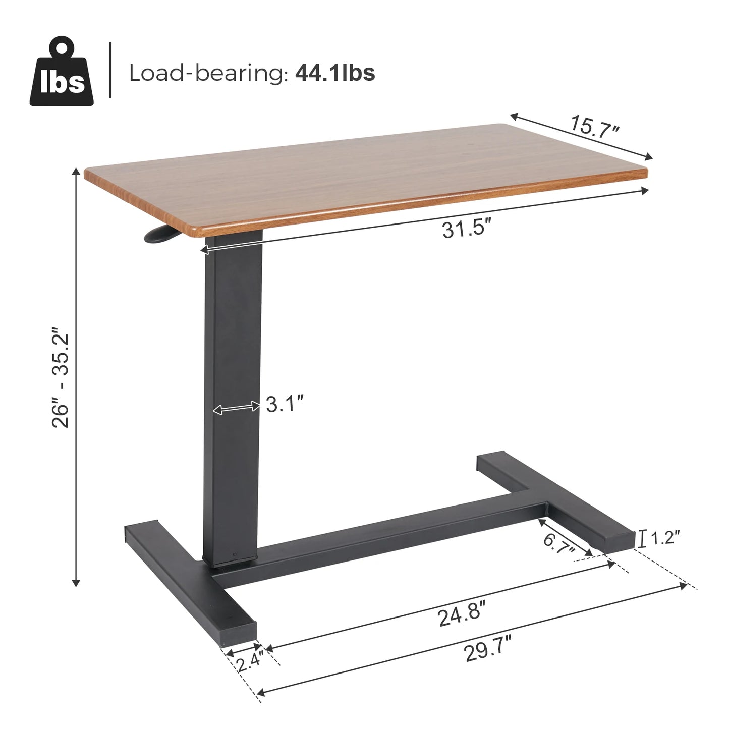 AdjustaCart Overbed Tafel