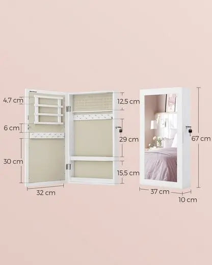 SecureStyle Lockable Jewelry Mirror Wardrobe