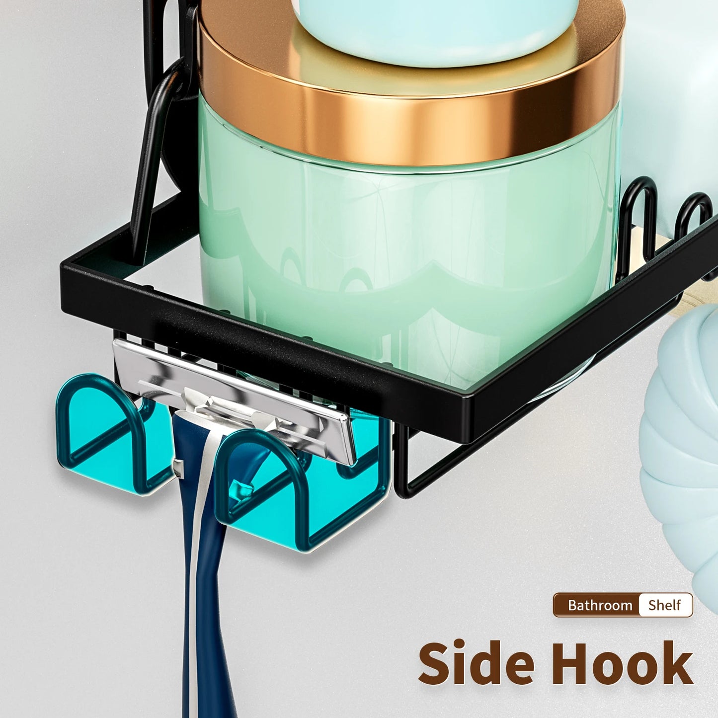 1pc black over-door storage rack, punch-free.