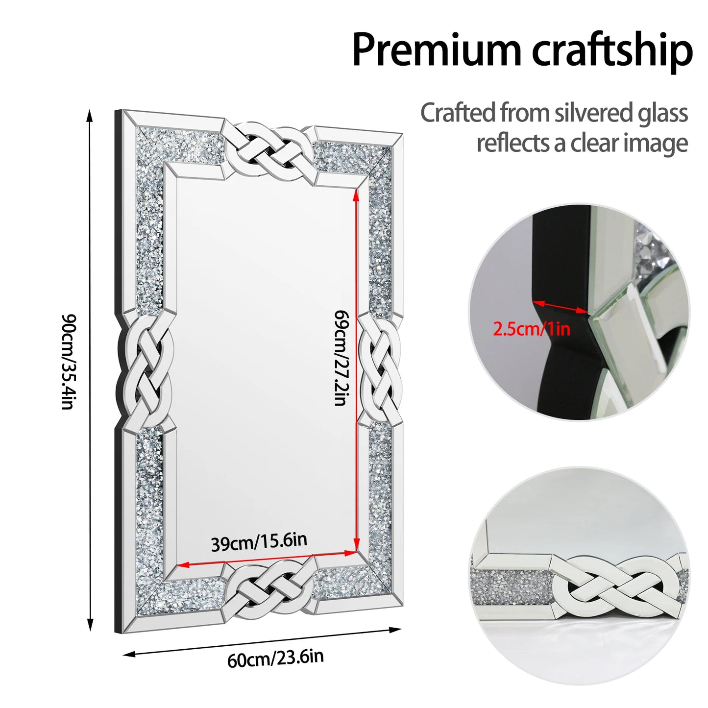 Large Crystal Diamond Wall Mirror