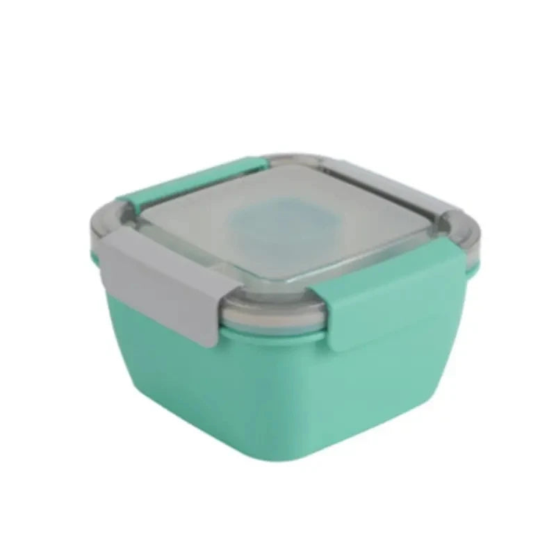 Salad lunch box, 37-oz bowl, 3 compartments, 2-oz sauce container for toppings or snacks.