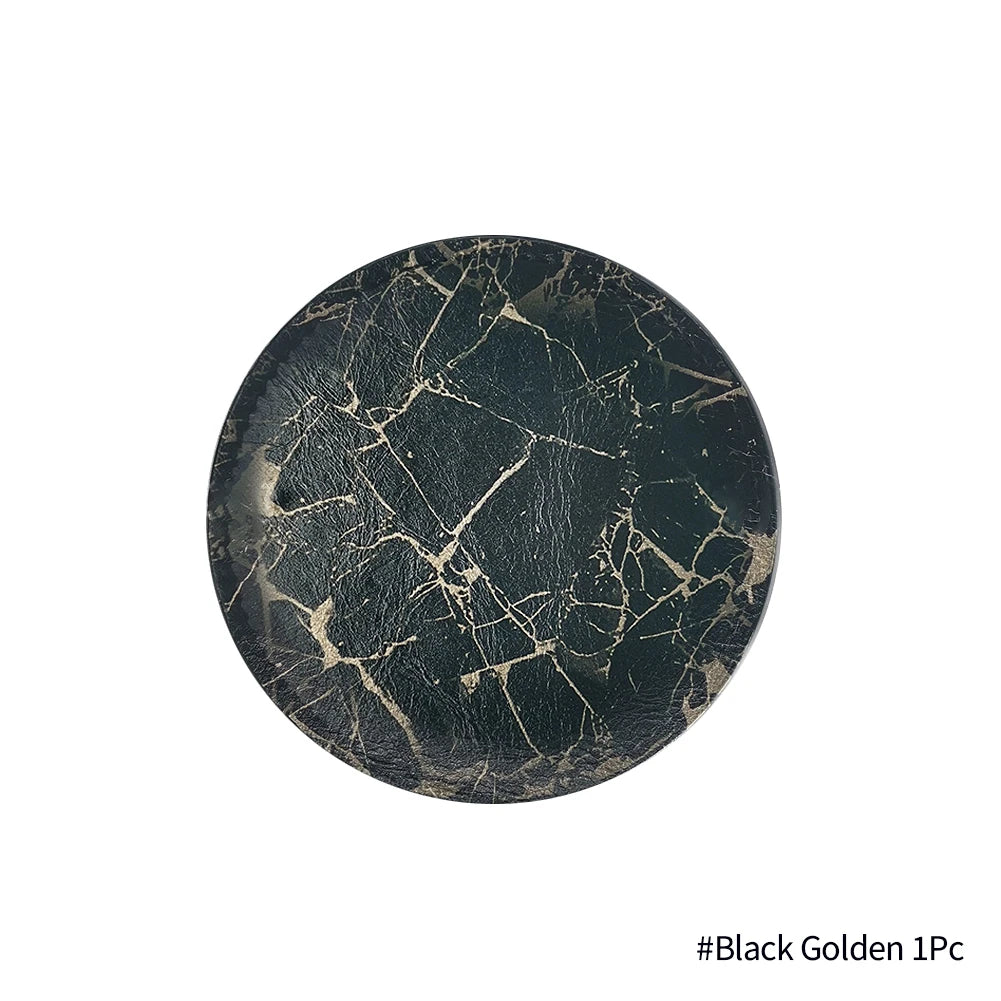 Marble-Style Heat-Resistant Leather Coasters – Set of 1/6