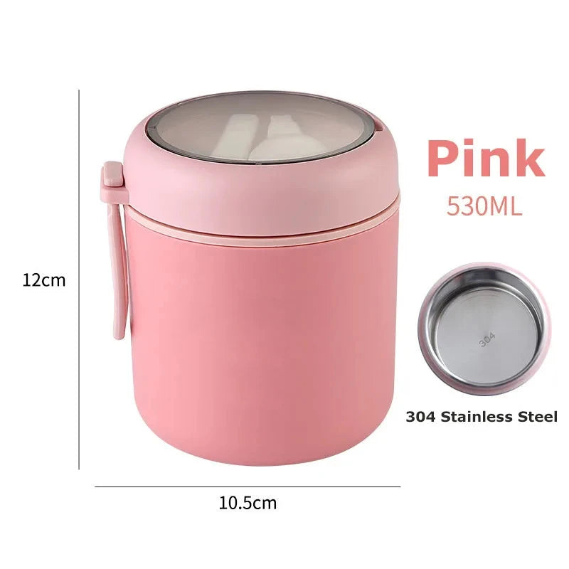 530ml/710ml insulated food jar, stainless steel thermos lunch box, keeps soup hot for school children.