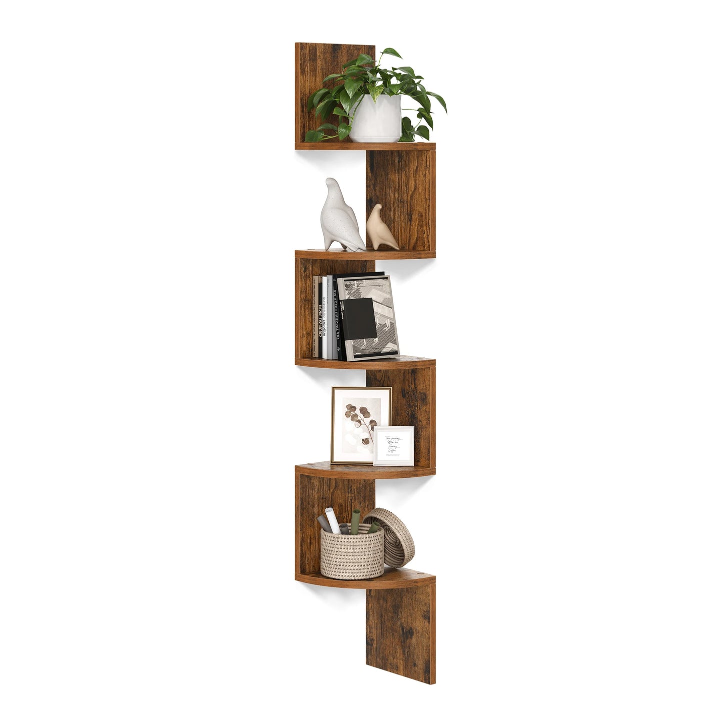 Zigzag 5-Level Corner Shelf for Bedroom & Living Room