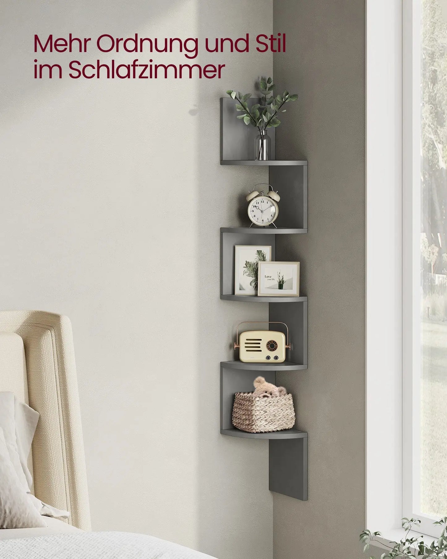 Corner Shelf Bookcase with 5 Shelves