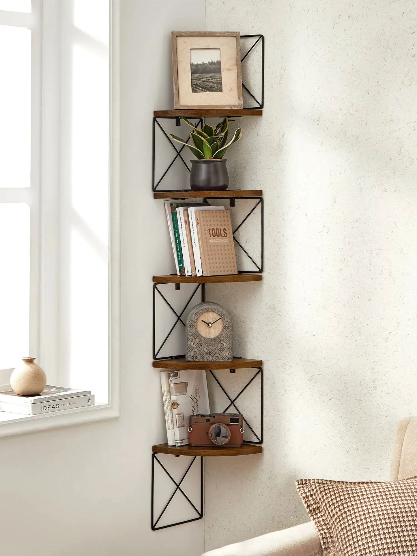 Zigzag 5-Level Corner Shelf for Bedroom & Living Room