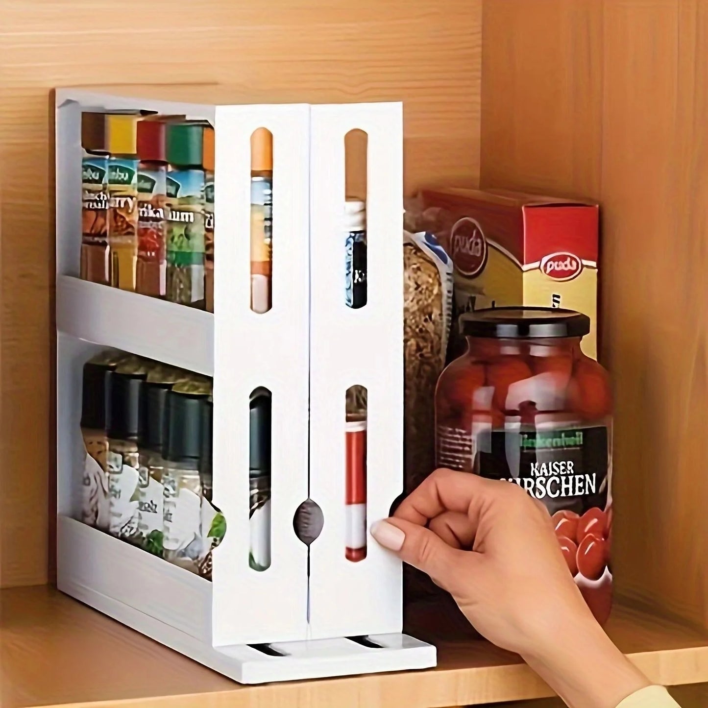 2-Tier Spice Storage Rack - 90° Swivel Organizer