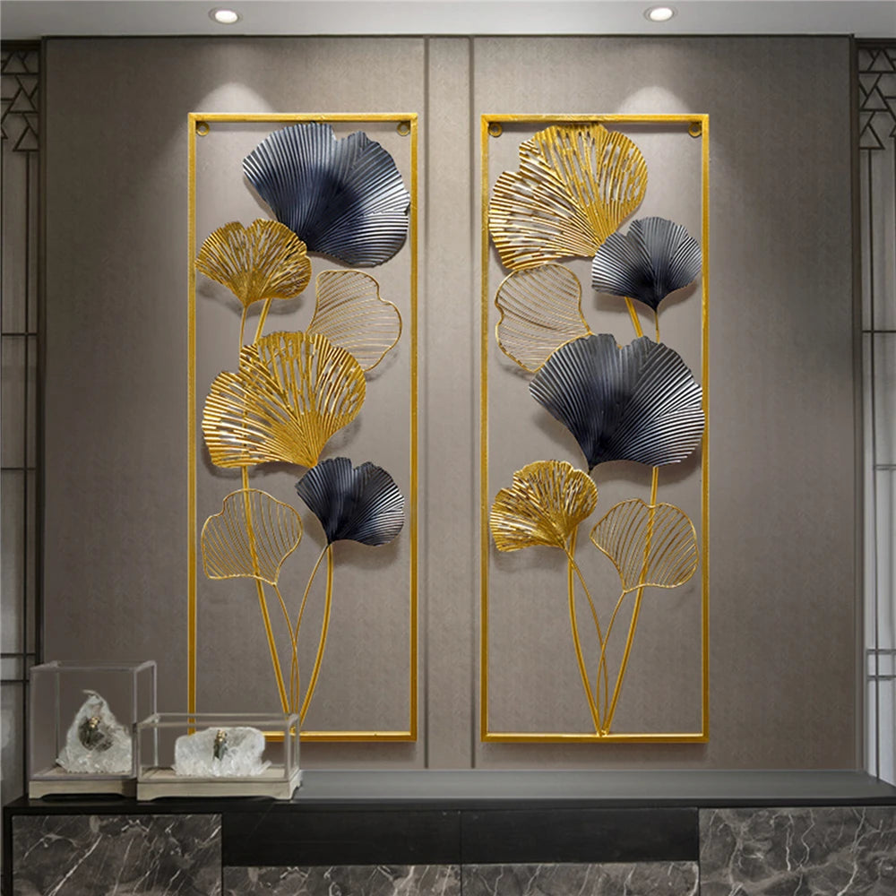 3D Ginkgo Leaves Metal Wall Art