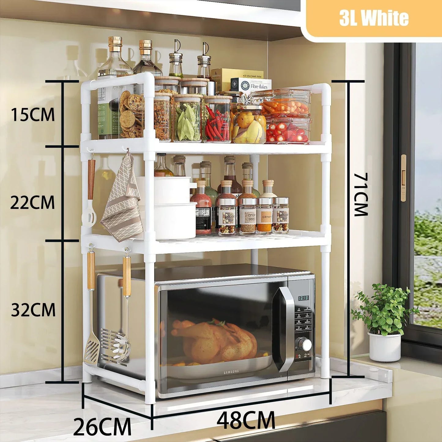 Modern Microwave Rack – 2-Tier Kitchen Storage Shelf